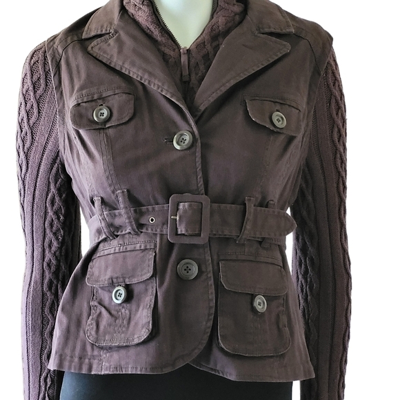 Anthropologie Plus 4 Cropped Belted Jacket Brown Size 4 - Picture 7 of 13